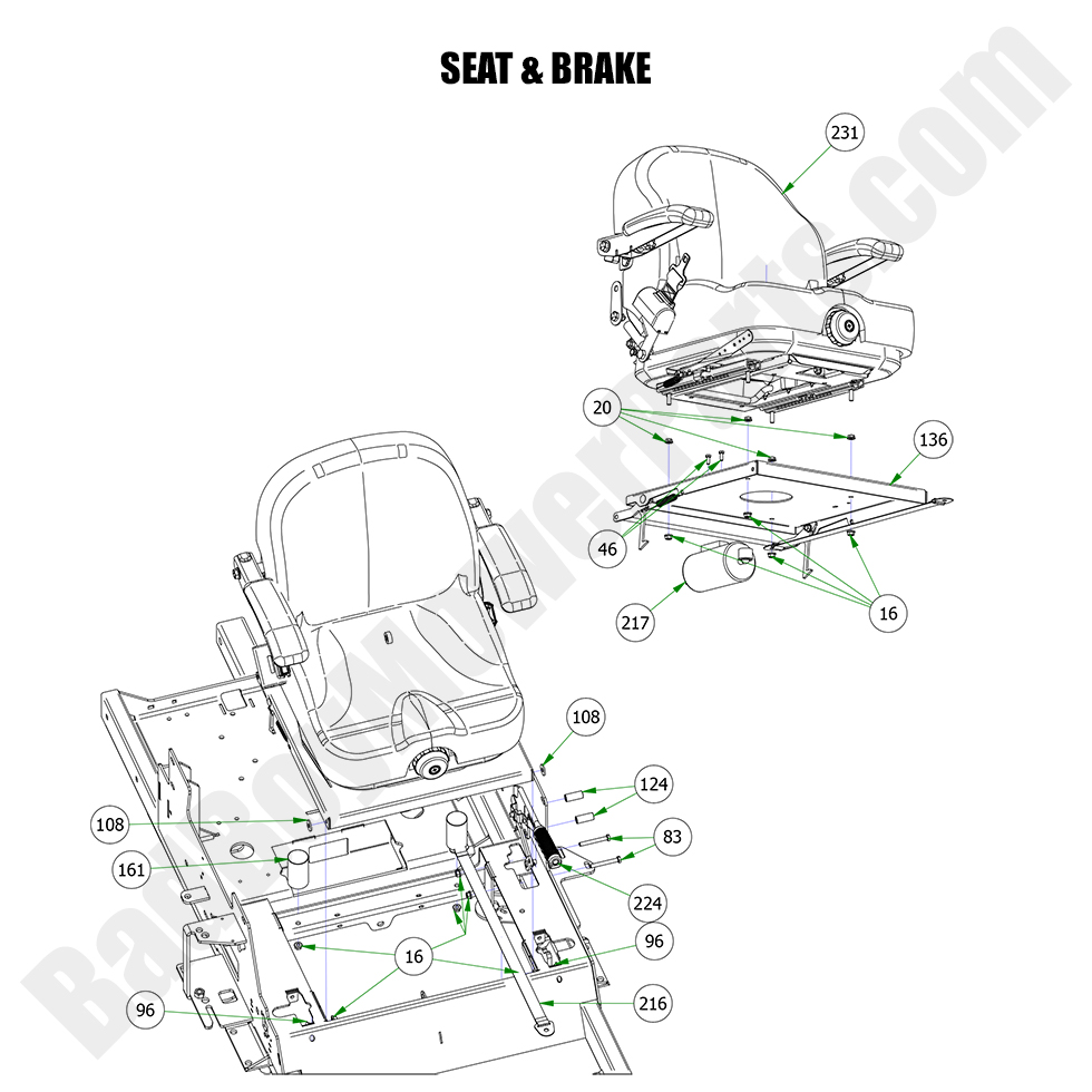 3194 - Bad Boy Mower Parts Lookup > 2023 > Renegade - Gas > Seat & Brake